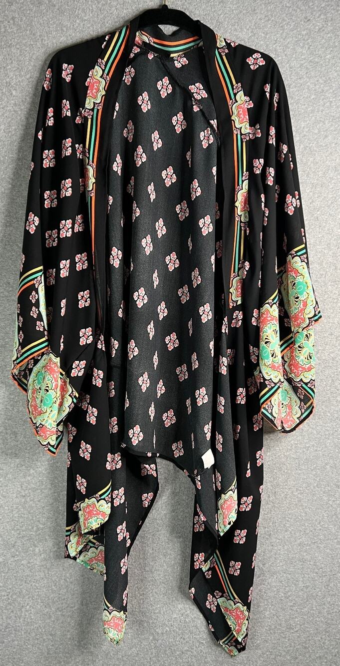 Miin Kimono Duster L USA Made Open Front Side Panels Polyester